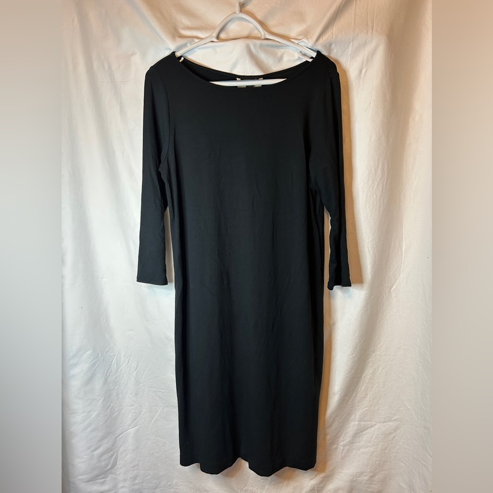 NWT! J.JILL Wearever Easy Pleat-Back Dress BLACK CREAM SIZE SMALL